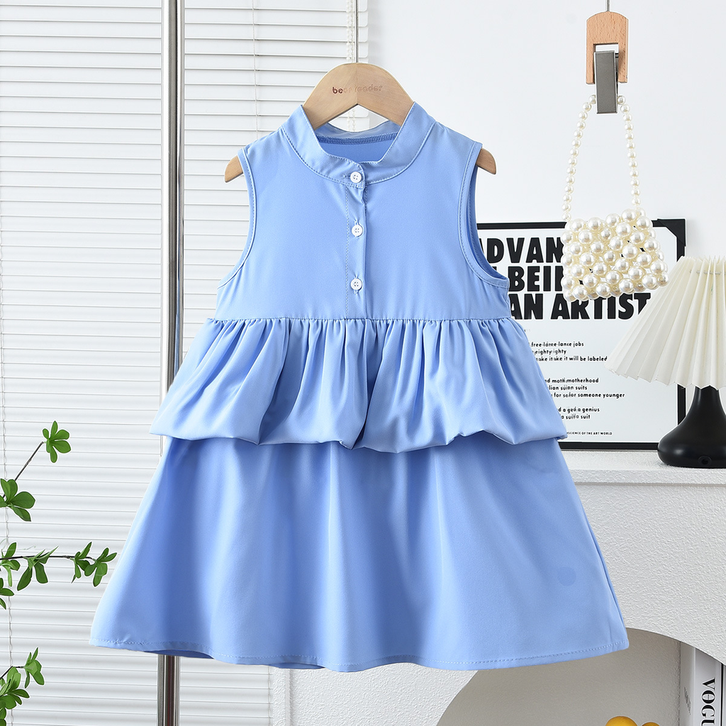 Girls' Sleeveless Patchwork Princess Dress — Sweet & Casual Summer Style