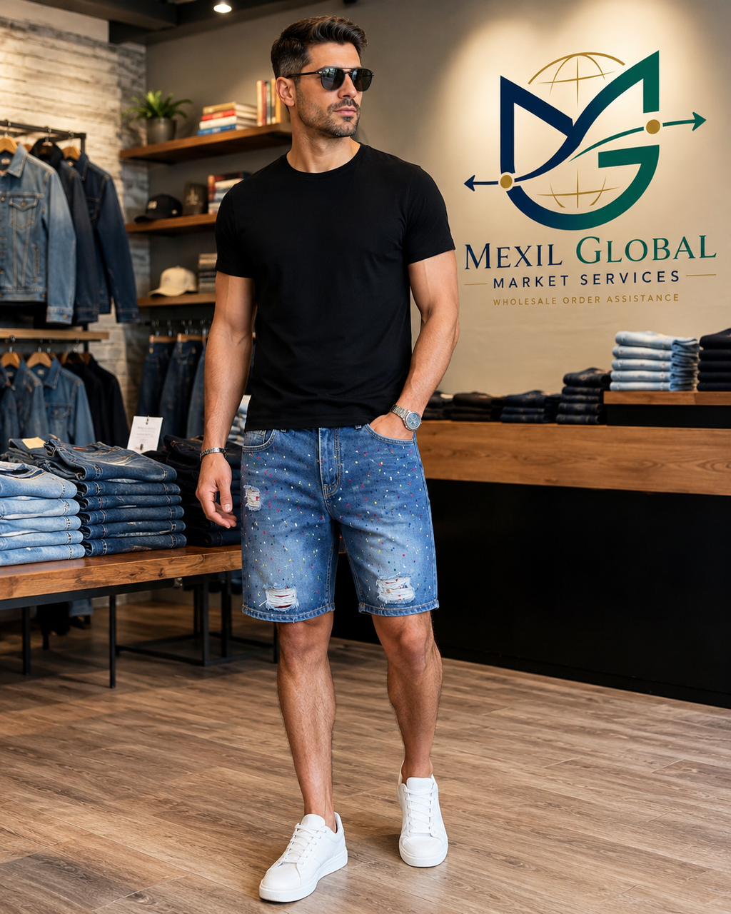 Men's Spider Graphic Denim Shorts