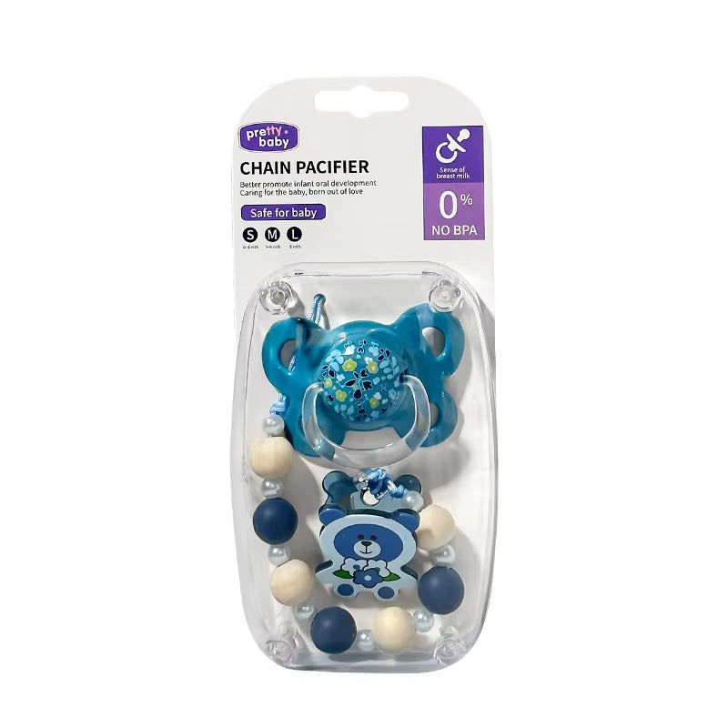 Baby Pacifier & Beaded Clip Set – BPA-Free . MOQ 25