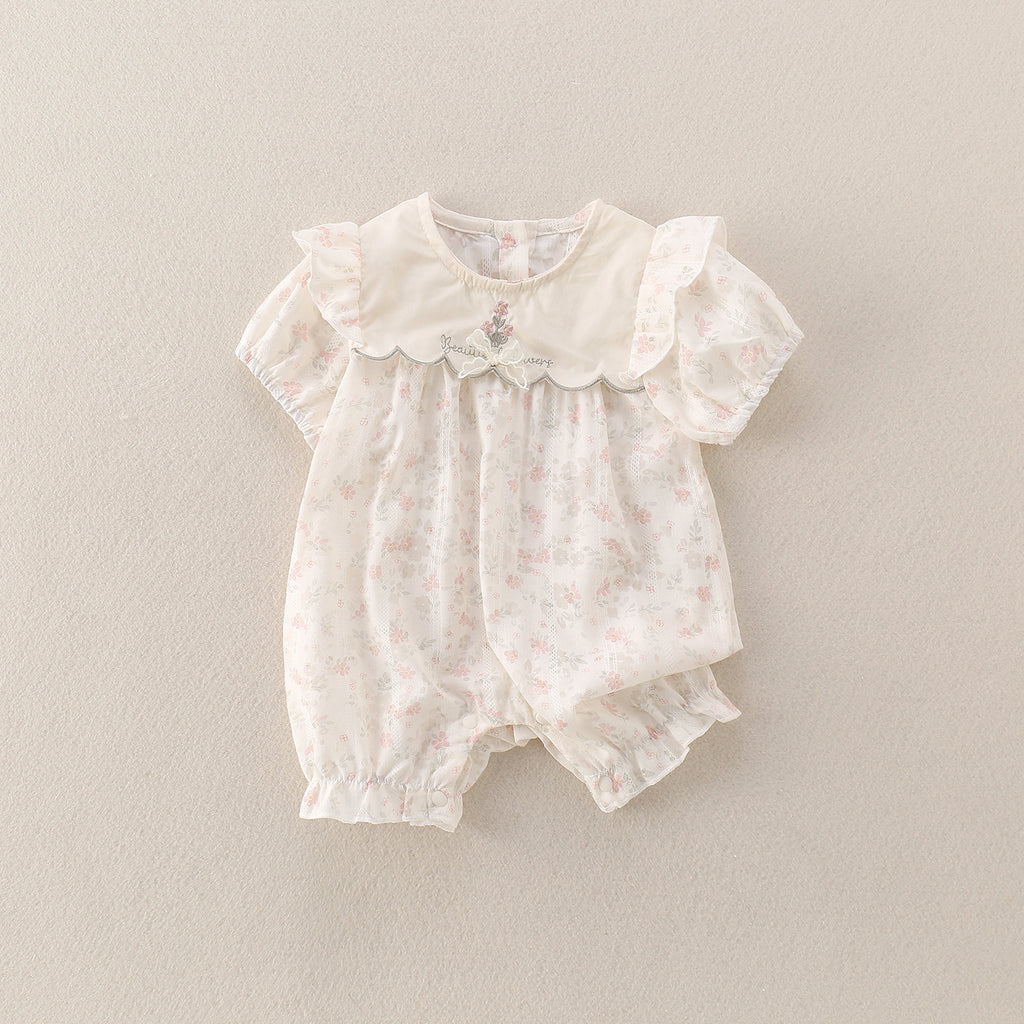 Baby Short Sleeve Onesie Cute Girl Outfit Cartoon Baby Clothing Lightweight Newborn Infant Romper for Outdoor Wear