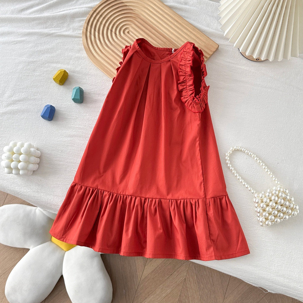 Clothing  Cute Princess Dress for Girls, Ruffle Hem, Sleeveless Backless Dress, Children's Fashion Dress, Summer Casual Wear