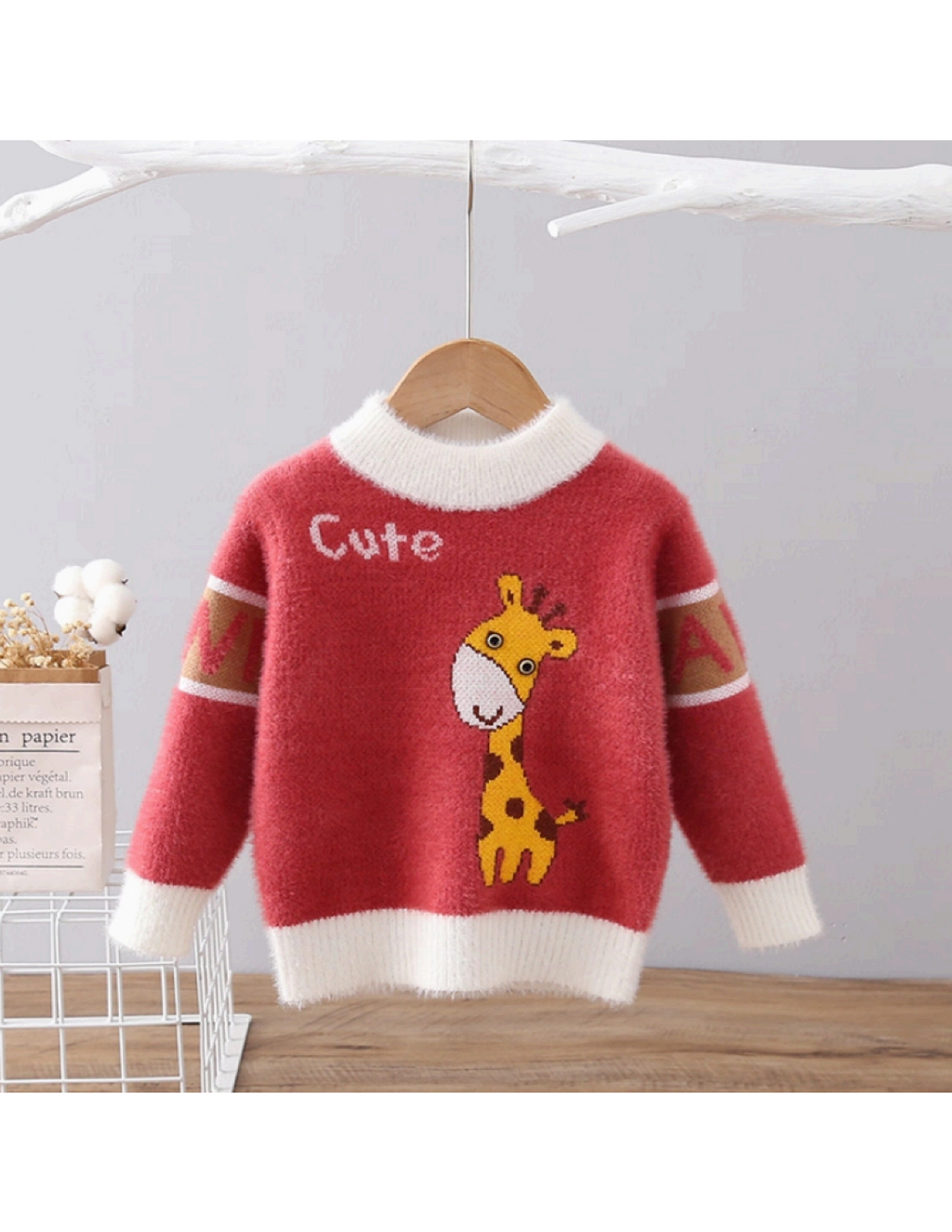 Kids 'Cute' Giraffe Fluffy Sweater | $3.80/unit | MOQ 24