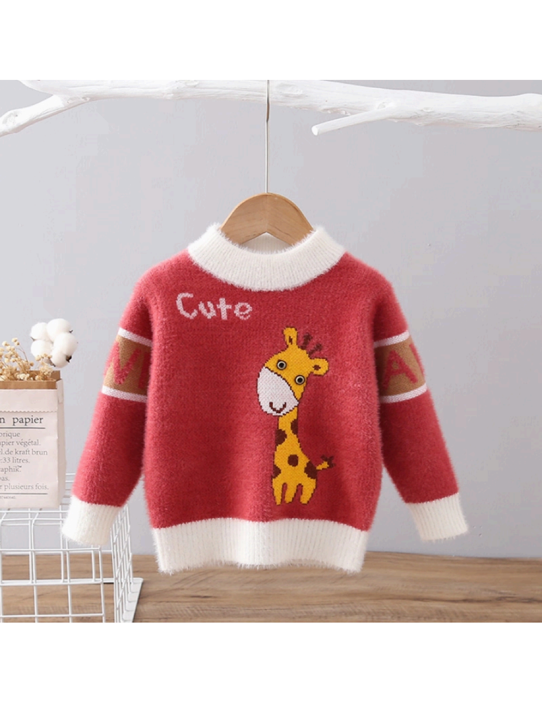 Kids 'Cute' Giraffe Fluffy Sweater | $3.80/unit | MOQ 24