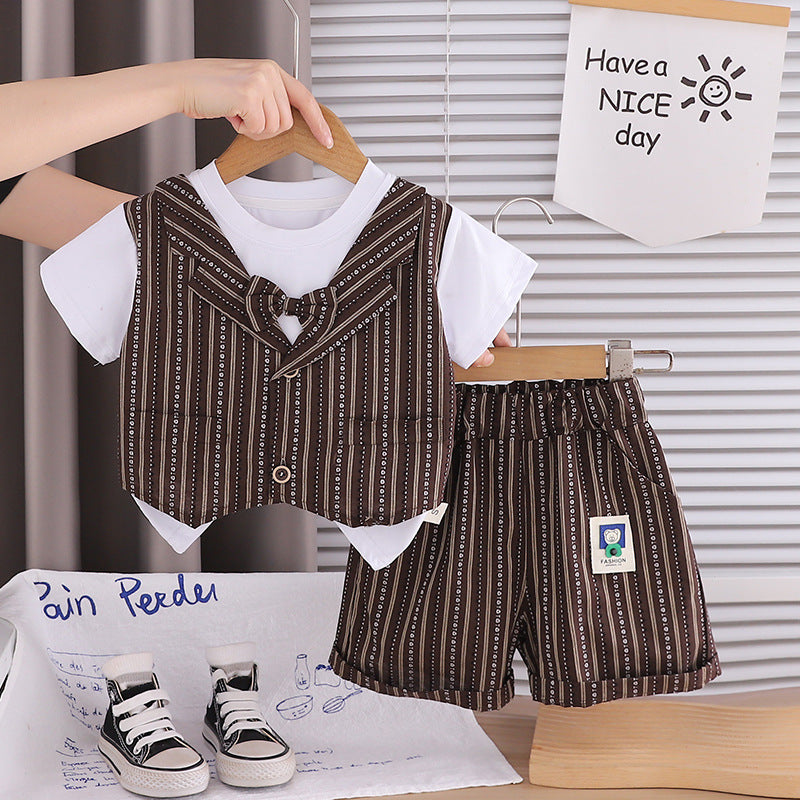 Short sleeved two-piece summer baby clothes