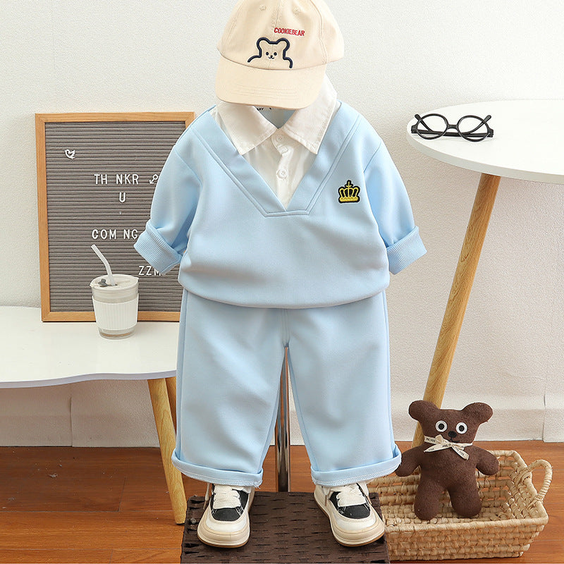 Baby children's clothing casual baby long sleeved two-piece set