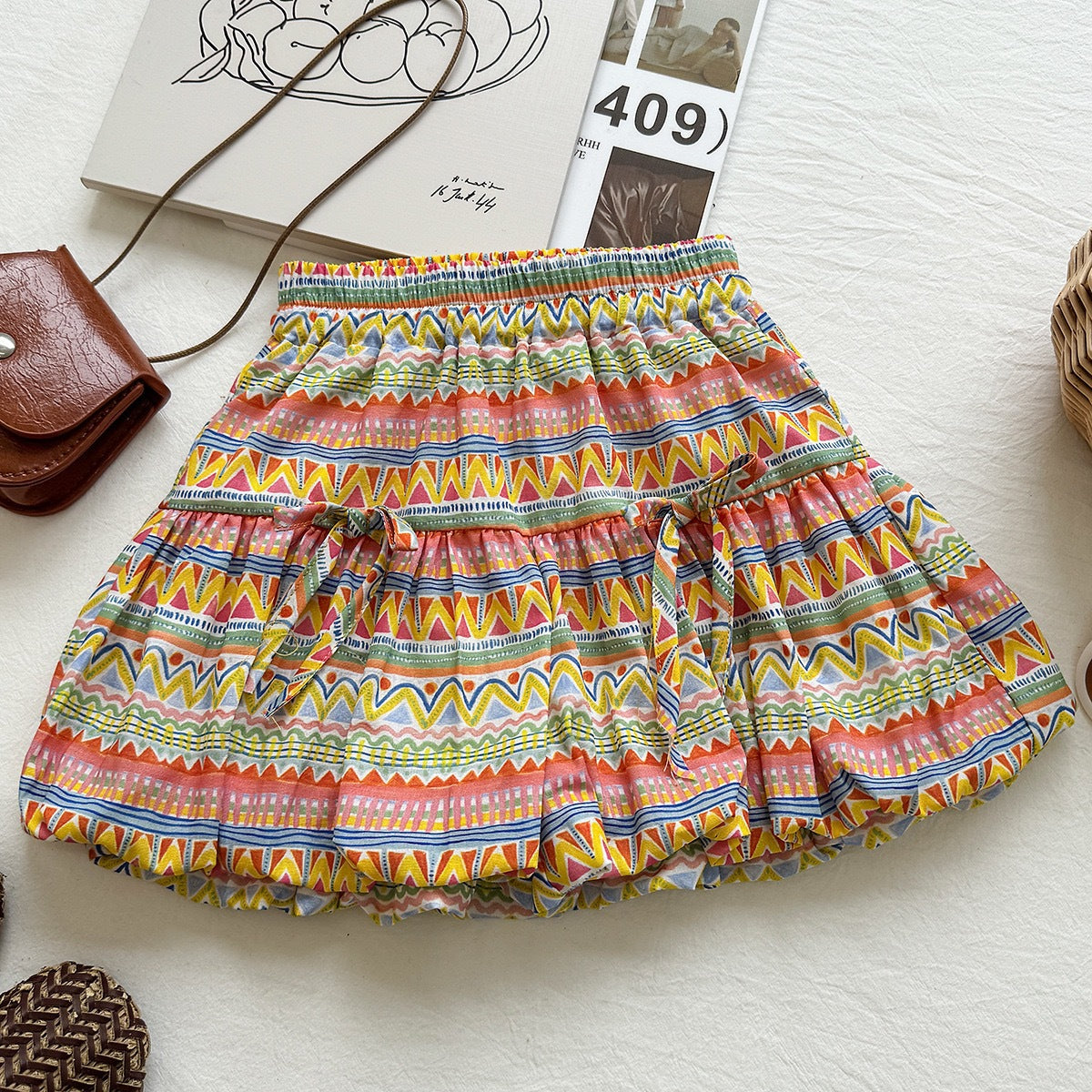 Summer New Girls' Outfit SetPeter Pan Collar Sleeveless Top with Vintage Print Shorts Two-Piece Fashion Set