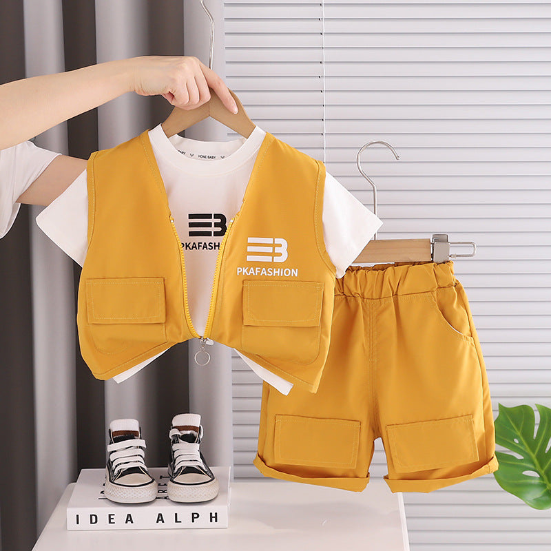Baby Boy 3-Piece Summer Set – Vest, Short Sleeve & Shorts