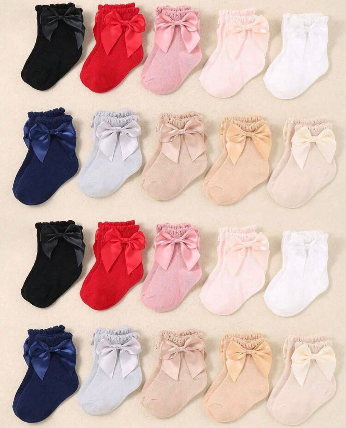 6 Pairs Random Style Baby Girl Socks, Toddler Ruffle Lace Socks With Bows, Cute Newborn Girl Essentials, Soft Short Socks, 0-3 Years Birthday Party Gift