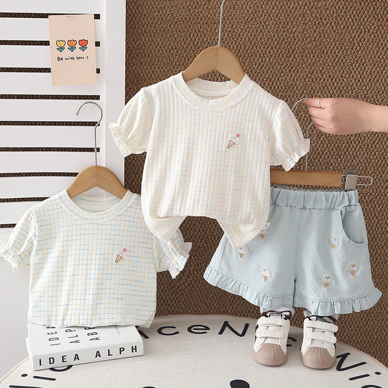 Short sleeved baby shorts two-piece set for baby children's clothing