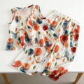 Girls' 3D Flower Sleeveless Top & Wide-Leg Pants Princess Style Set