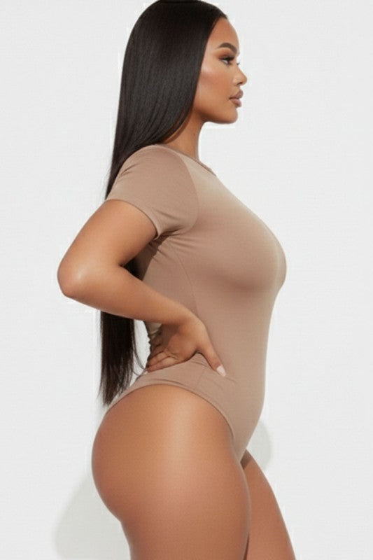 Short-Sleeve Bodysuit — Mocha | Sizes S, M, L