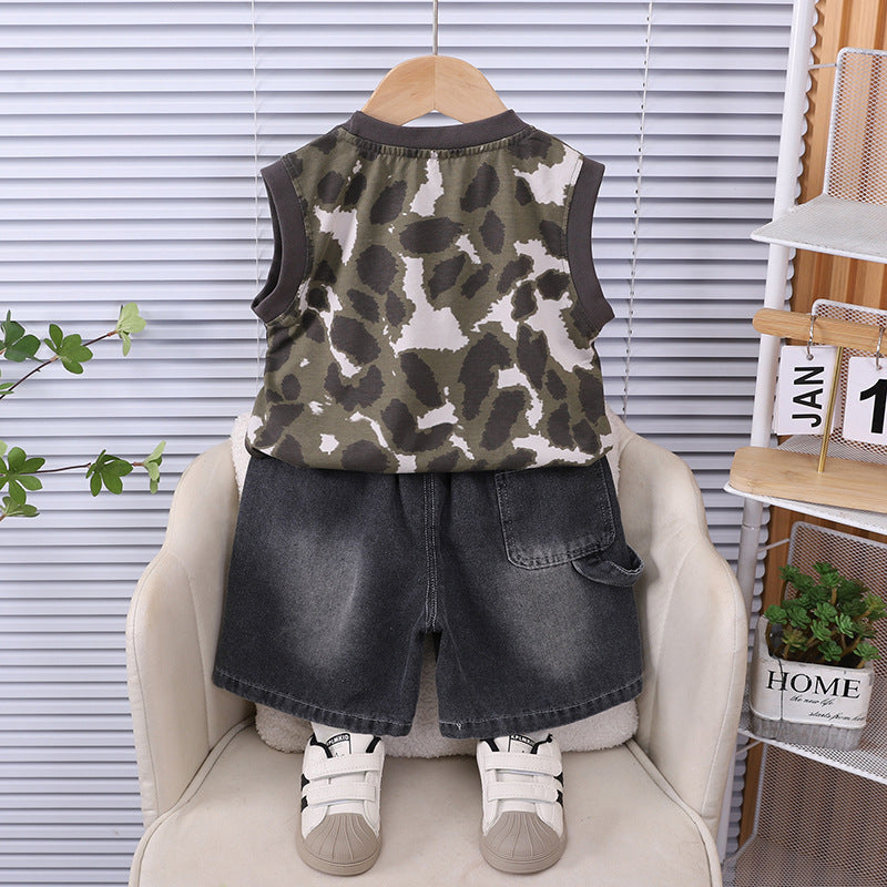 Baby Summer Thin Sleeveless Two Piece Set