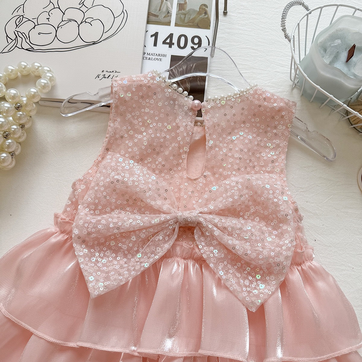 Summer Girls' Dress New Style Sequin Beaded Princess Dress Little Girl Birthday Gown Cake Skirt