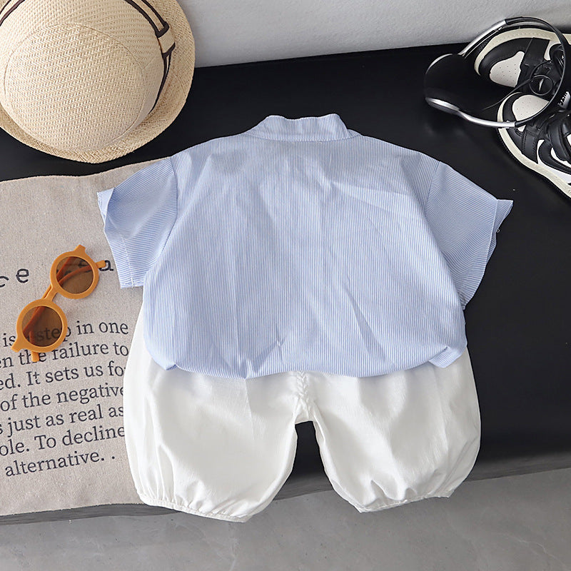Striped short sleeved baby two-piece set