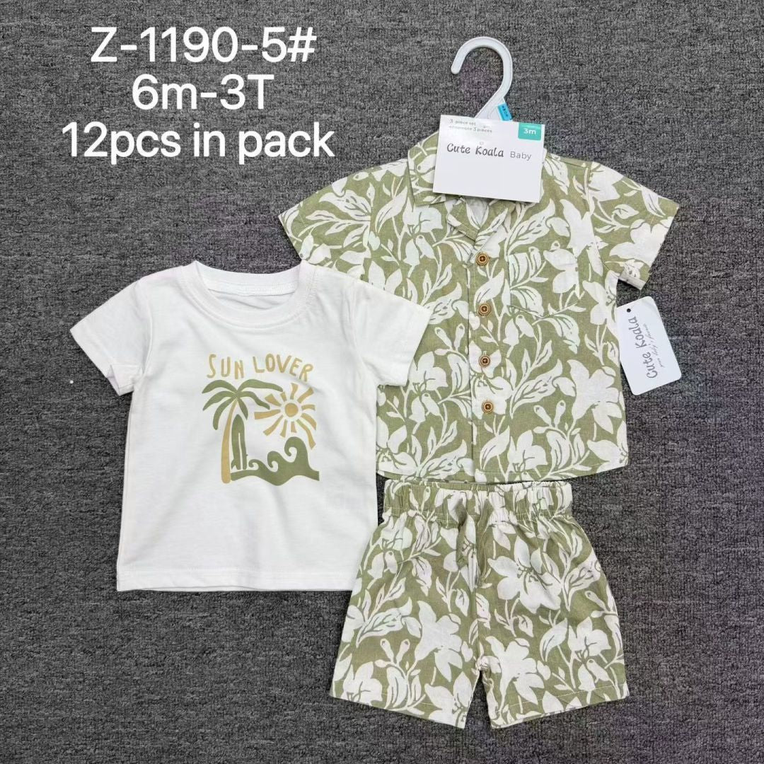 baby boys 3pcs set Size 6m-9m-12m-18m-24m-3y moq 12set each color