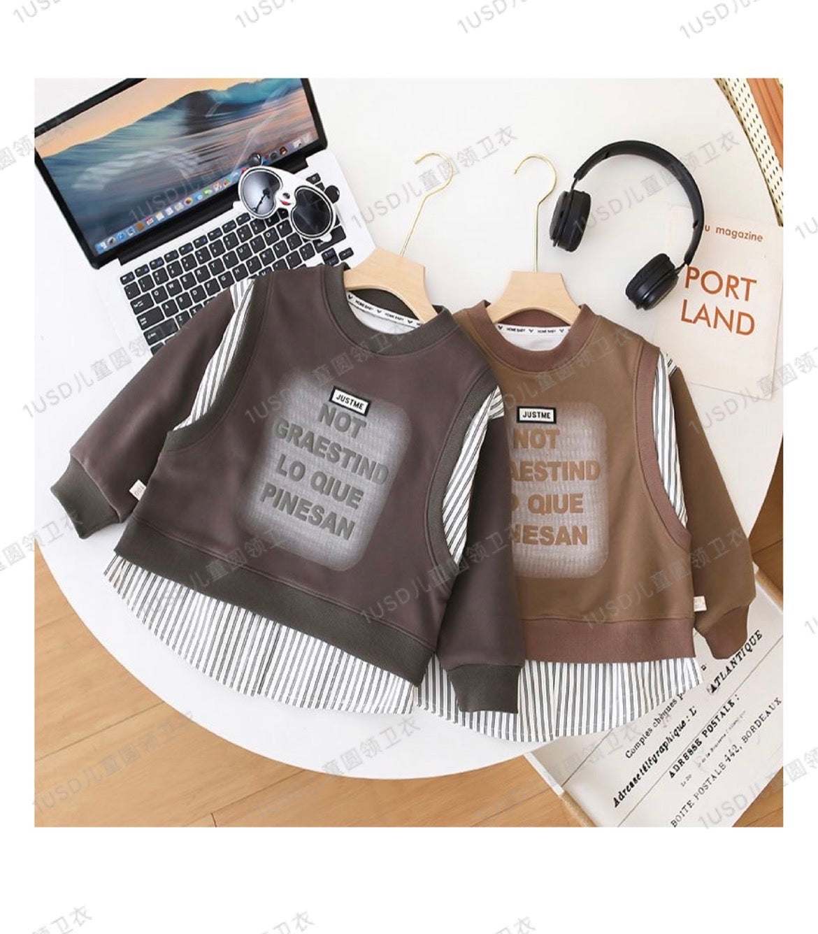 Kids Indifferent Cool Kids letter print sweatshirt in cream and khaki