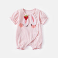 Cute Baby Cotton Onesie for Girls, Full Cotton Romper, Short Sleeve Summer Lightweight Outfit, Newborn Baby Bodysuit