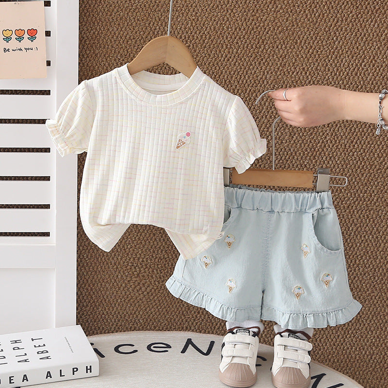 Short sleeved baby shorts two-piece set for baby children's clothing