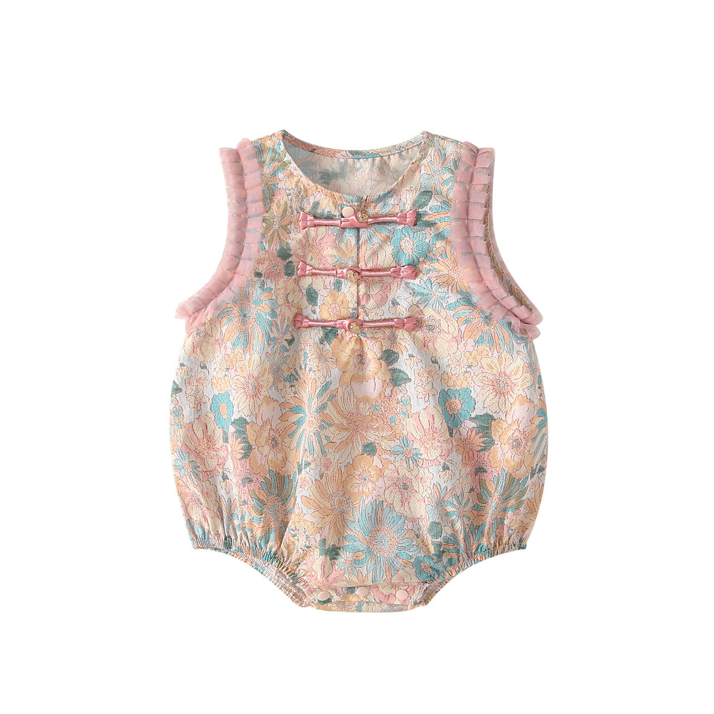 Round neck sleeveless baby clothes