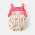Baby Summer Sleeveless Romper Girl Thin Cotton Strap Floral Baby Bodysuit