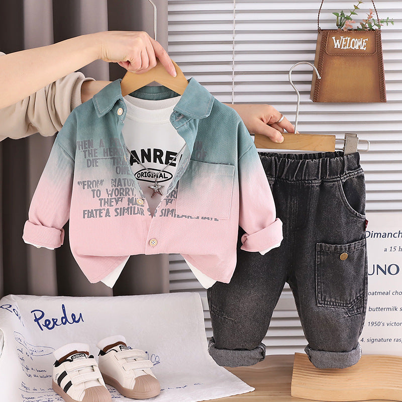 Gradient coat three piece set baby clothes baby