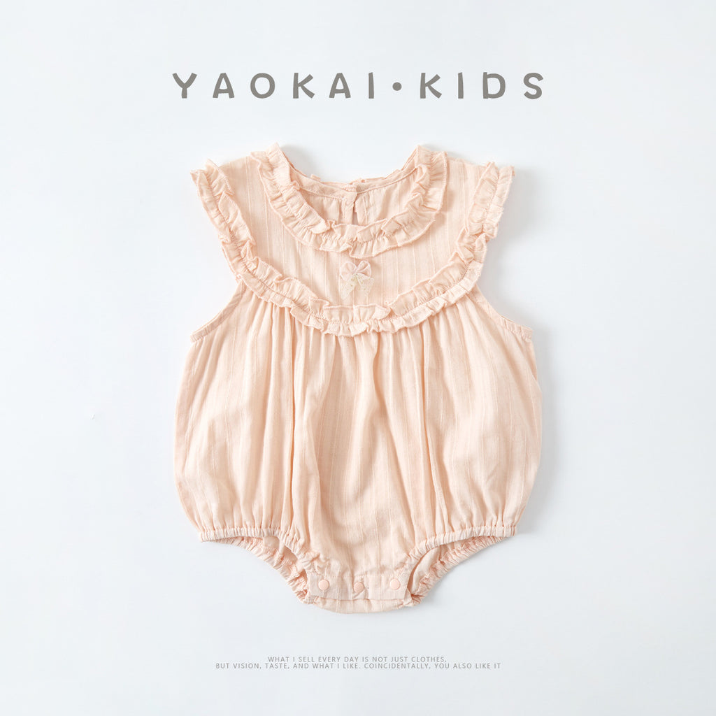 Cute Ruffled Collar Baby Romper for Girls Baby Bodysuit with Sweet Design