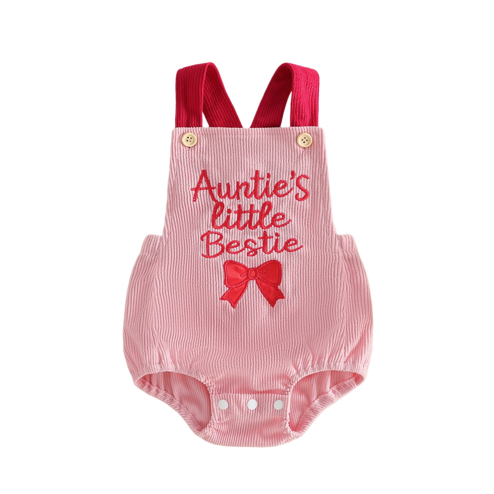 Corduroy Sleeveless Romper for Girls Baby Cute Short Sleeve Onesie with Pink Bow Baby Bodysuit