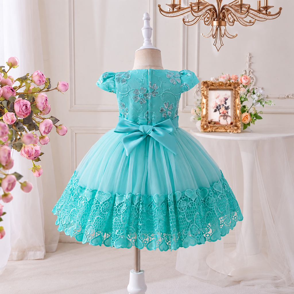 Girls' Turquoise Lace Party Dress | Unit Price $12 | Pack 5 $60 | Mix-GC-138