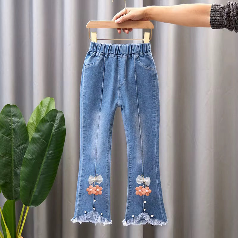 Girls' Embroidered Denim Jeans – Mixed Styles & Sizes | MOQ 50 Units | Unit Price $5.50