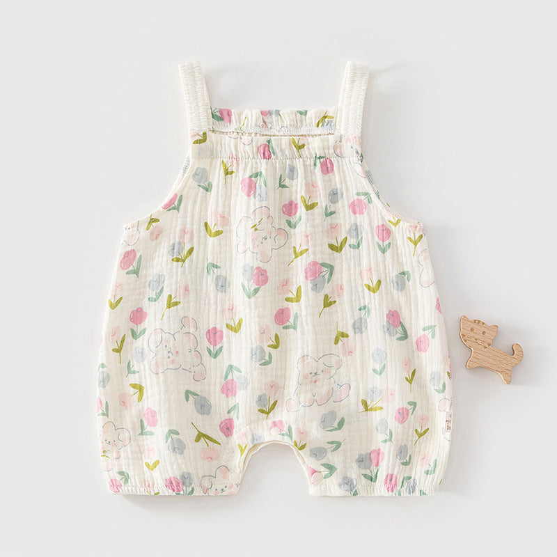 Baby Strap Crawler Clothing Summer Baby Small Floral Strap jumpsuit