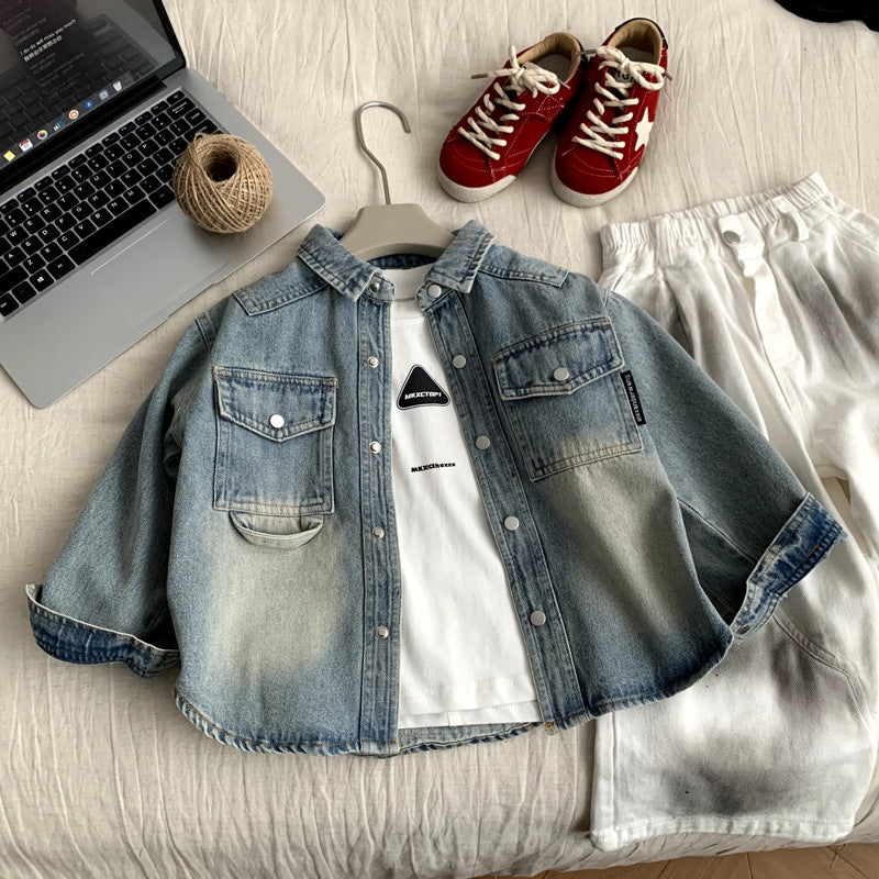 Cowboy jacket children's spring baby girl's clothing