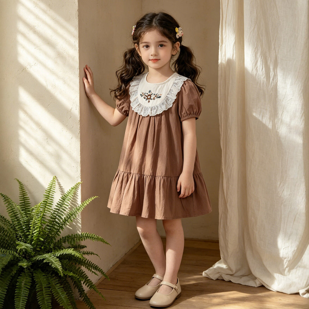 Children's Short Sleeve Princess Dress Vintage Baby