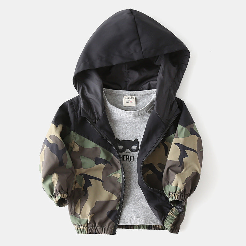 Baby thin camouflage color blocked jacket