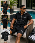 Wholesale Men’s Luxury-Inspired 2-Piece Hooded Zip-Up Shirt & Shorts Set – Pack of 24 Mixed Colors & Mixed Sizes – $12 Each
