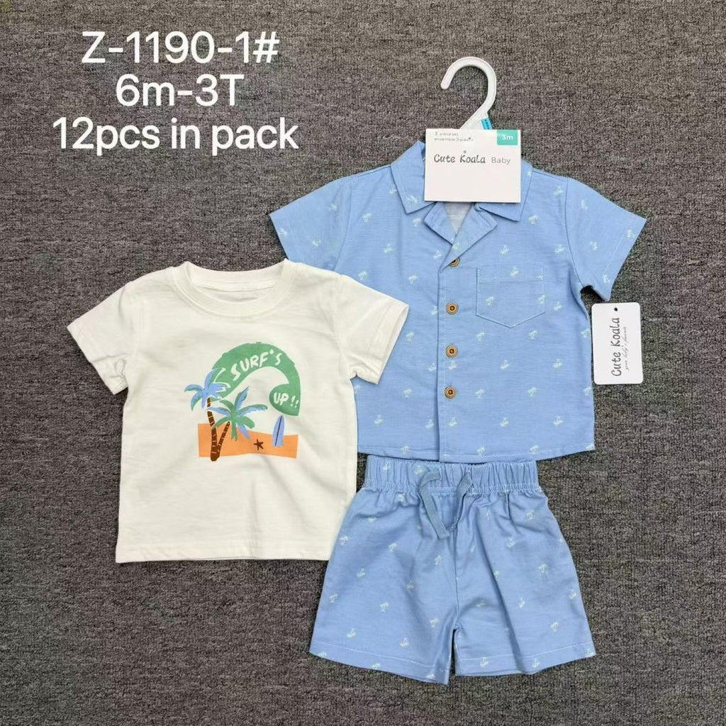 baby boys 3pcs set Size 6m-9m-12m-18m-24m-3y moq 12set each color
