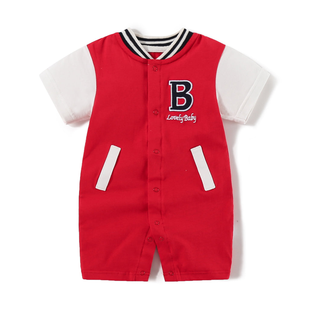 Baby Unisex Short Sleeve Romper – Round Neck Button Jumpsuit