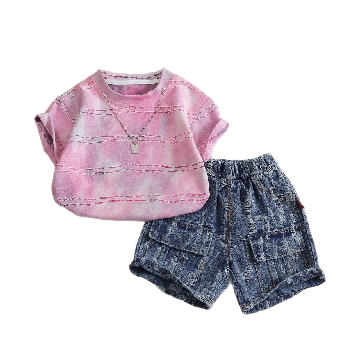 Baby tie dye baby casual short sleeved shorts two-piece set
