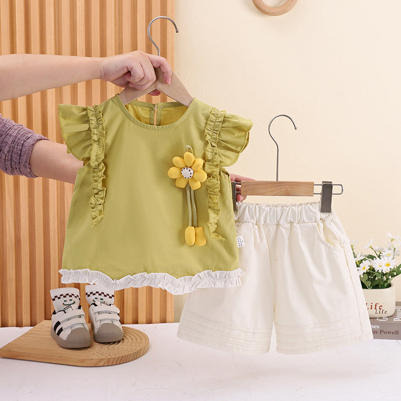 Short sleeved two-piece baby casual clothing