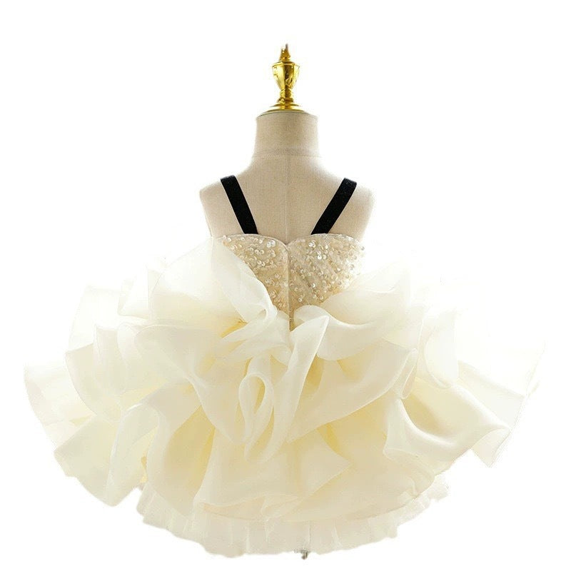 Summer Girls' Dress Mesh Puffy Strap Princess Dress Baby Birthday Formal Dress