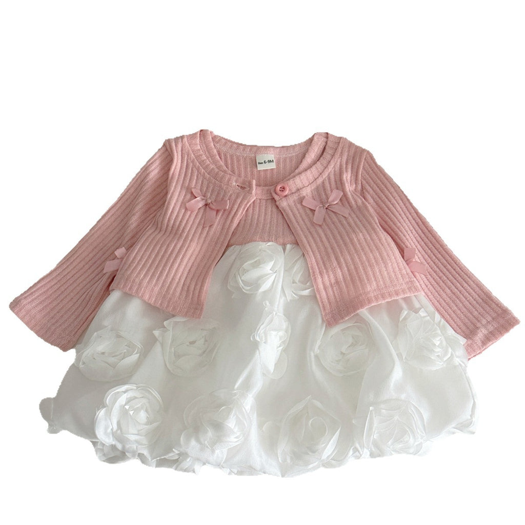 Baby Girl Floral Cardigan & Princess Skirt 2-Piece Set