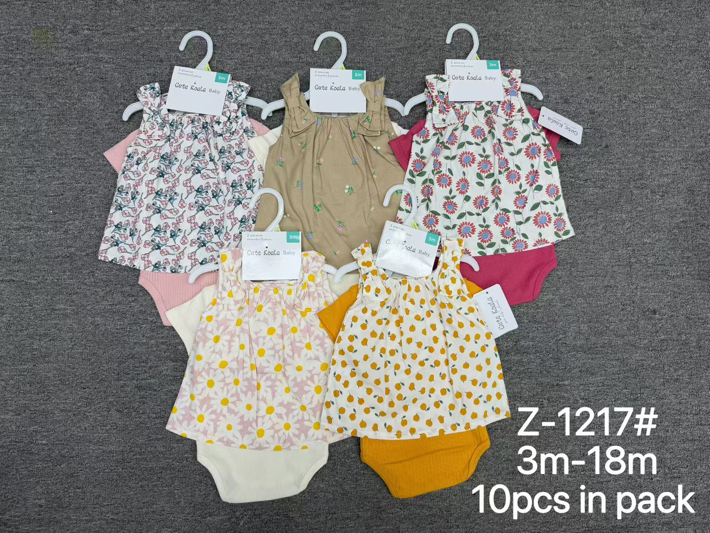 Baby Girl Floral 2-Piece Set – Wholesale | $11/Set | Style Z-1217 | MOQ 1 Pack (10 Pcs) | Sizes 3M-18M