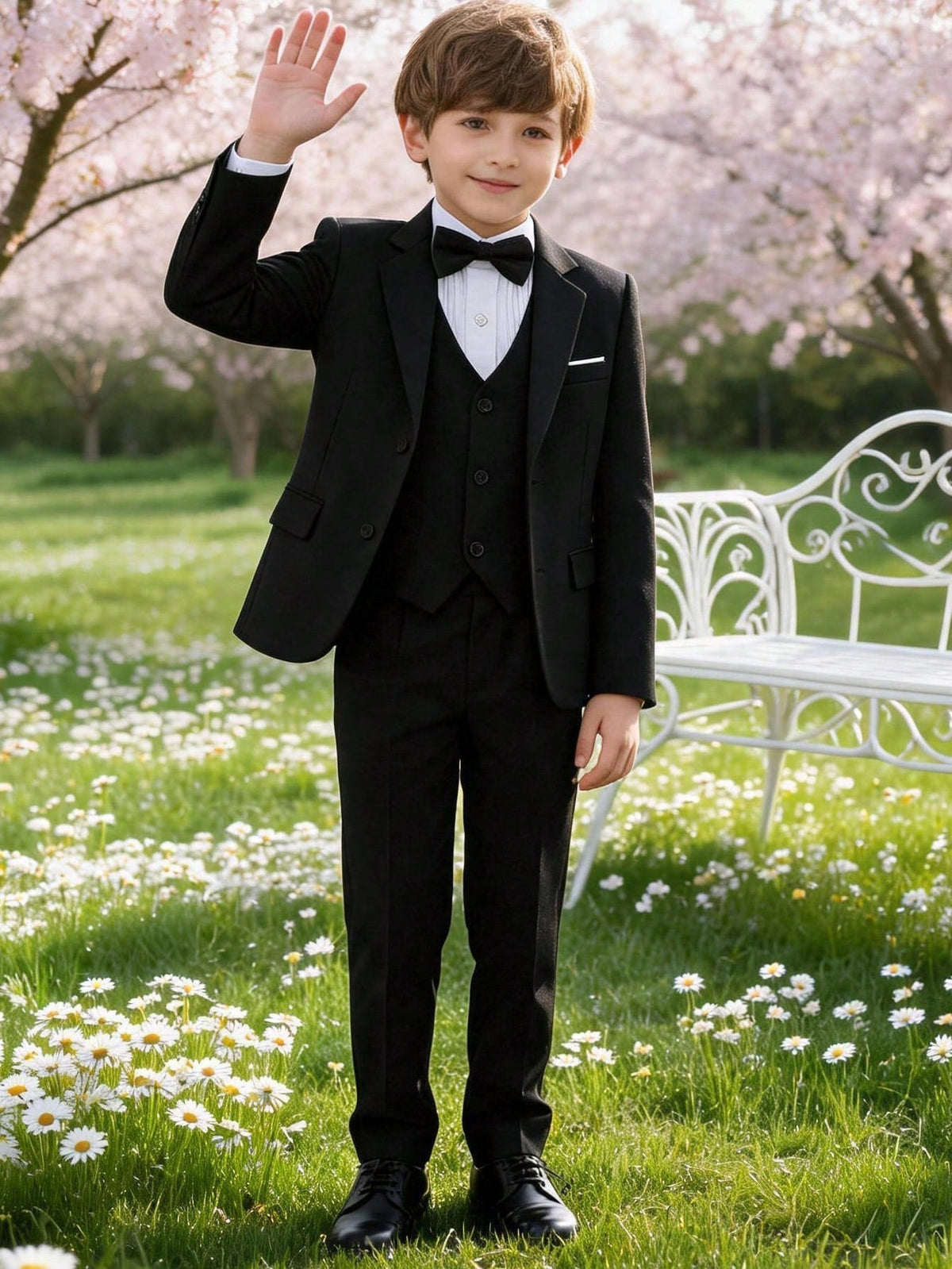 Boys Black 3-Piece Tuxedo Suit Set | Pack of 12 | Unit Price $11 | Mix-GC-128