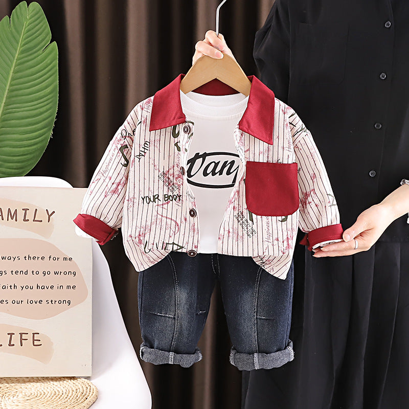 Baby autumn baby children's shirt long sleeved three piece set
