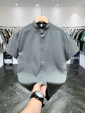 Men’s Solid Gray Short Sleeve Button-Up Shirt – 300G | $6 Each | MOQ 12
