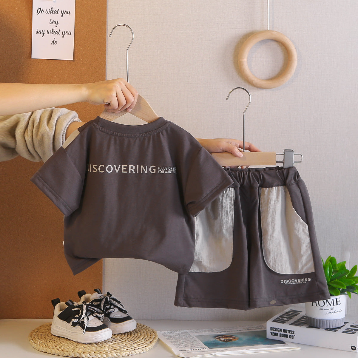 Short sleeved shorts baby two-piece set