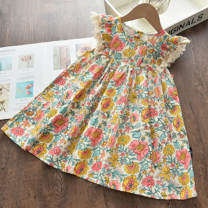 Girls' Ethnic Print Sleeveless A-Line Dress — Summer Vacation Style