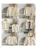 Girls cream knit cardigans with various embroidery designs collection