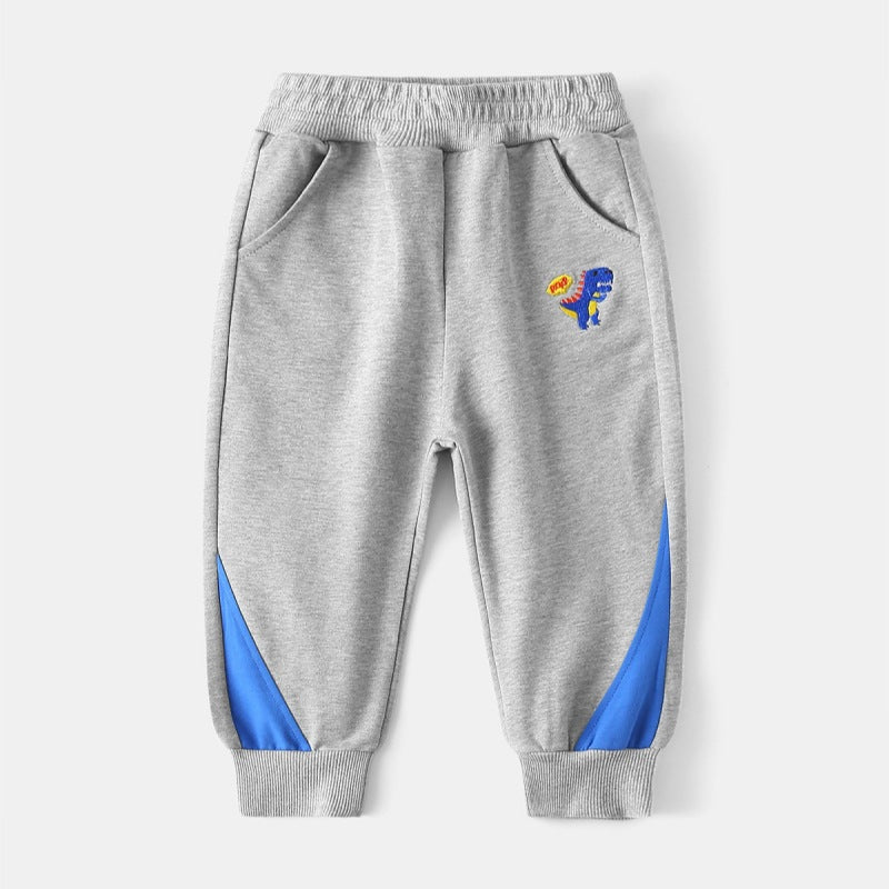 Baby Dinosaur Embroidered Sweatpants — Kids Korean Style Cotton Joggers