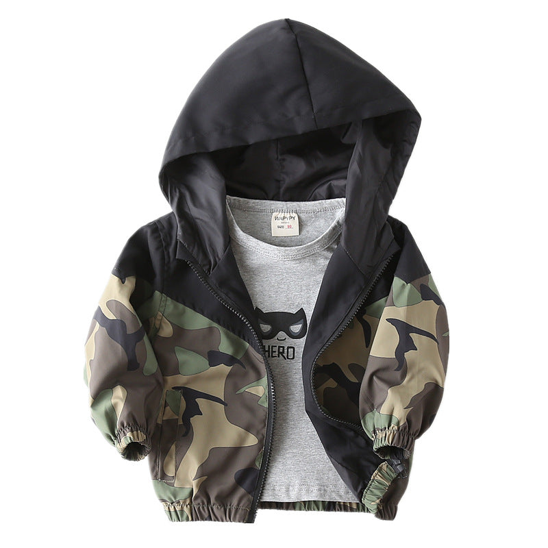 Baby thin camouflage color blocked jacket