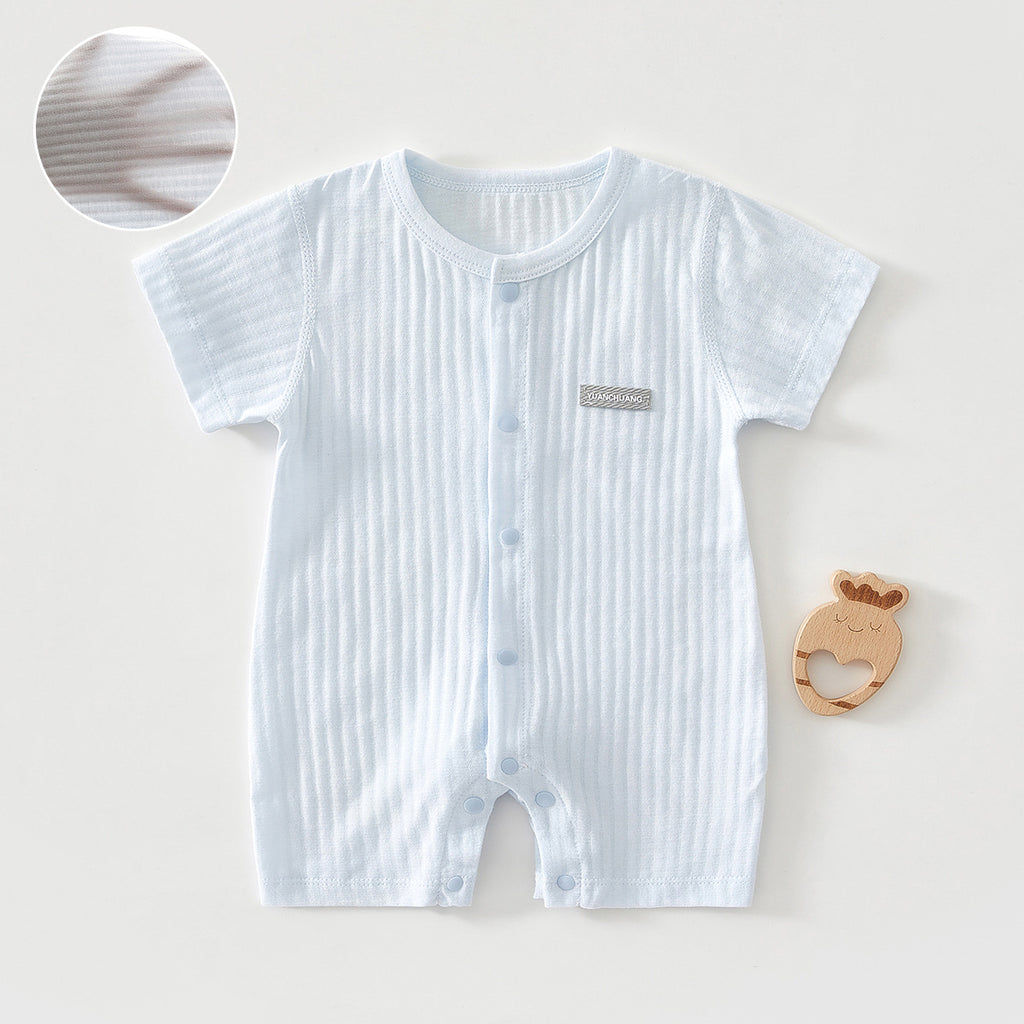 Baby Summer Short Sleeve Romper – Jacquard & Embroidered Cotton Jumpsuit (Style B)